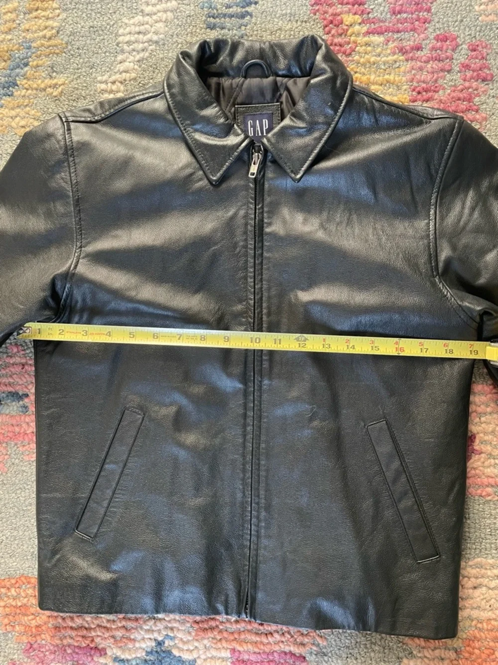 VINTAGE GAP Black Leather Zip-Up Jacket Kids Boy’s Size 10 L Y2K